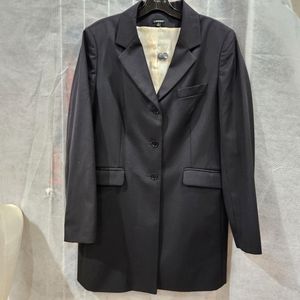 J.Peterman Black Jacket Women's Dress Coat Wool Blend Size 14 Long Jacket (NWOT)